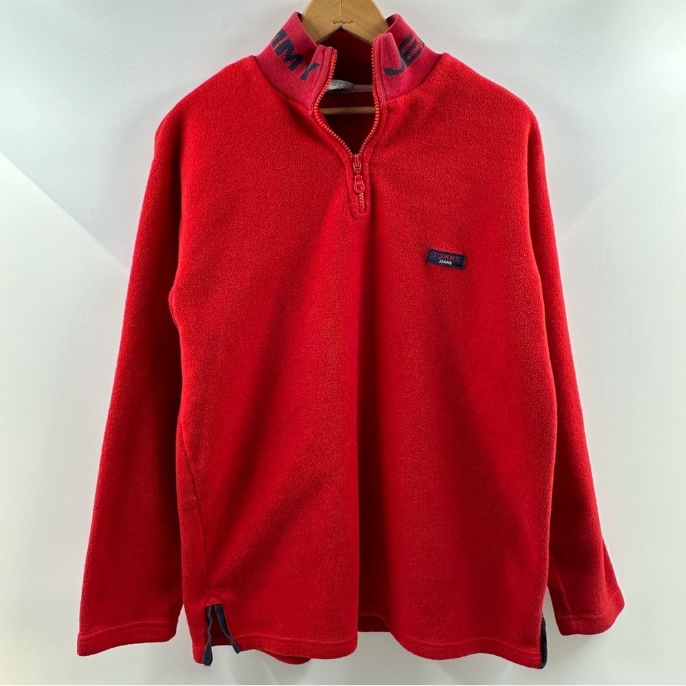 🧸 Tommy Jeans Red Quarter‑Zip Jacket – Men's S
